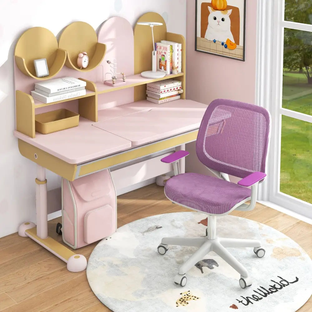 Swivel Mesh Children Computer Chair with Adjustable Height-Purple - Purple - Kids Chairs & Seating