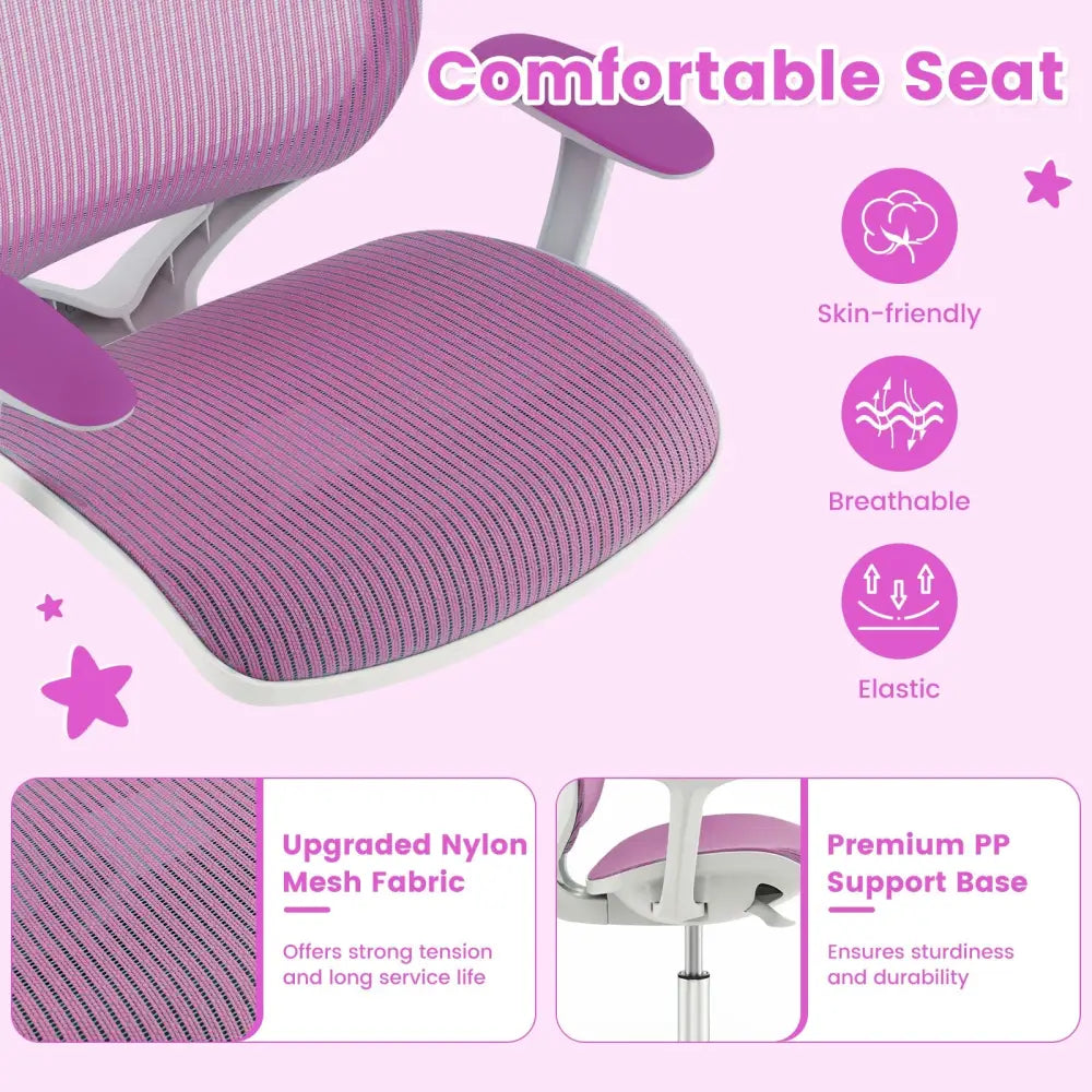 Swivel Mesh Children Computer Chair with Adjustable Height-Purple - Purple - Kids Chairs & Seating
