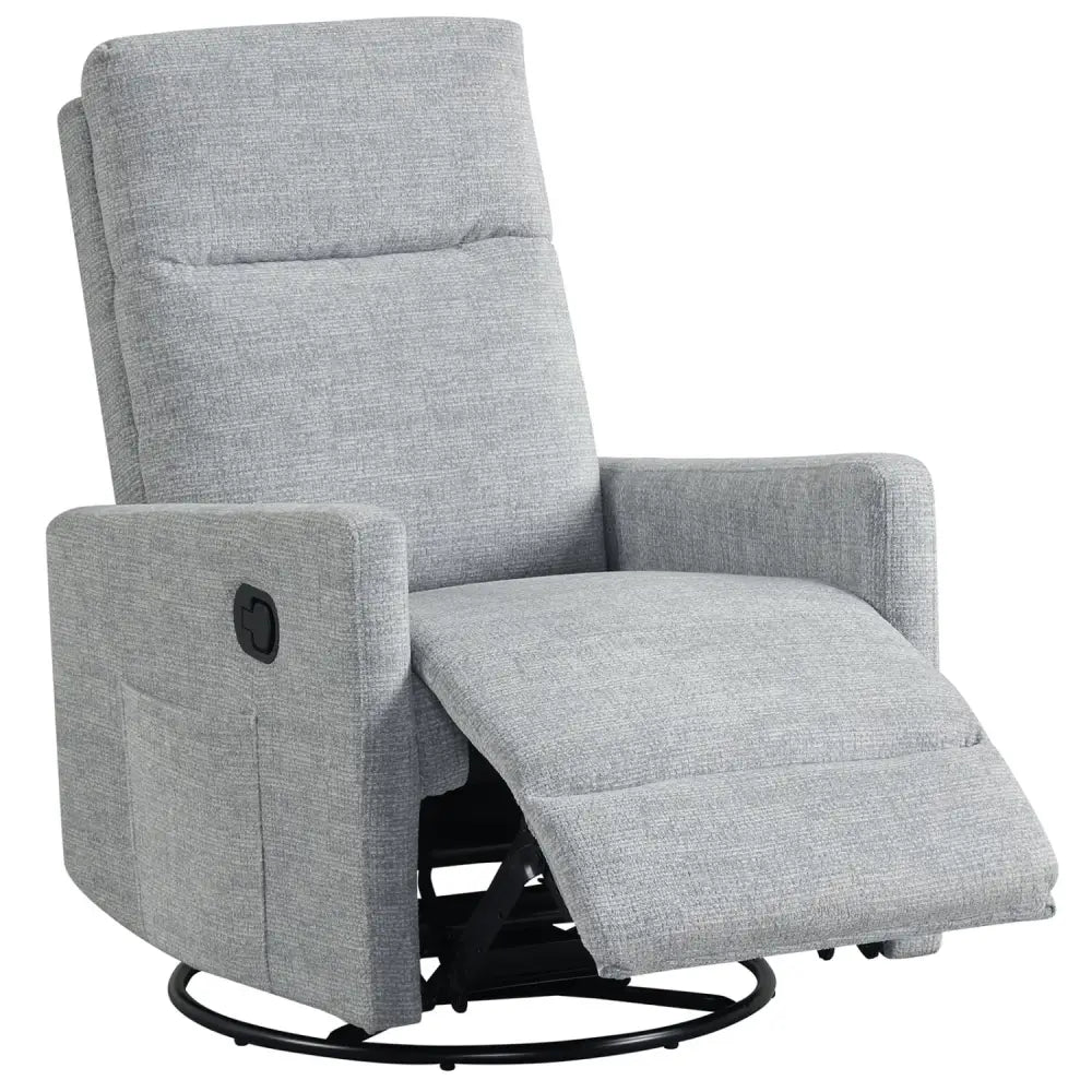 Swivel Rocking Chair 360° Nursery Reclining Rocker Armchair with Cushioned Back-Gray - Gray - Floor Chairs