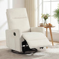 Swivel Rocking Chair 360° Nursery Reclining Rocker Armchair with Cushioned Back-Beige - Beige - Floor Chairs