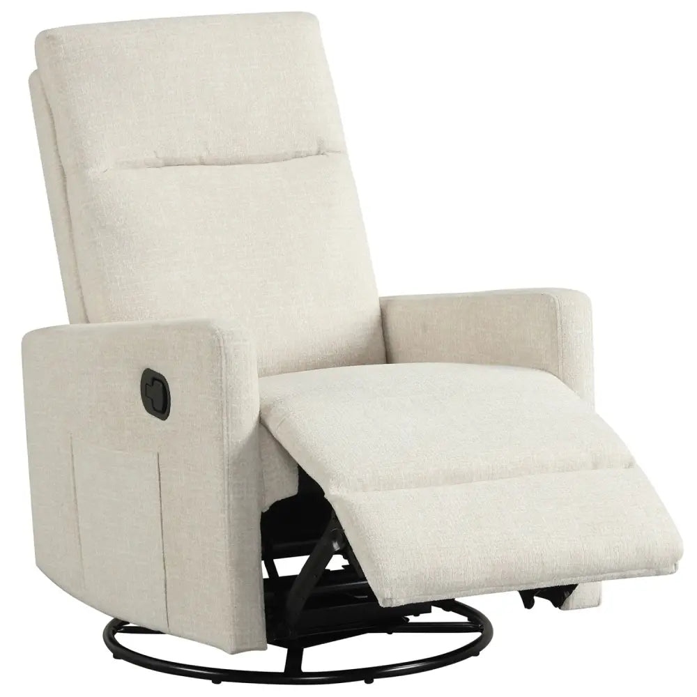 Swivel Rocking Chair 360° Nursery Reclining Rocker Armchair with Cushioned Back-Beige - Beige - Floor Chairs