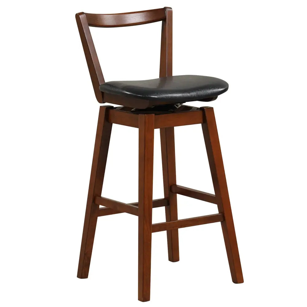 Swivel Upholstered PU Leather Stool with Backrest and Cushioned Seat-30.5 inches - Brown - Bar Stools