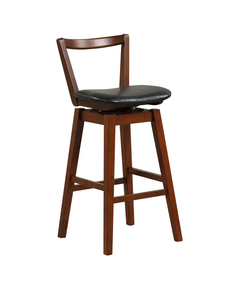 Swivel Upholstered PU Leather Stool with Backrest and Cushioned Seat-30.5 inches - Brown - Bar Stools