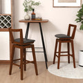 Swivel Upholstered PU Leather Stool with Backrest and Cushioned Seat-30.5 inches - Brown - Bar Stools
