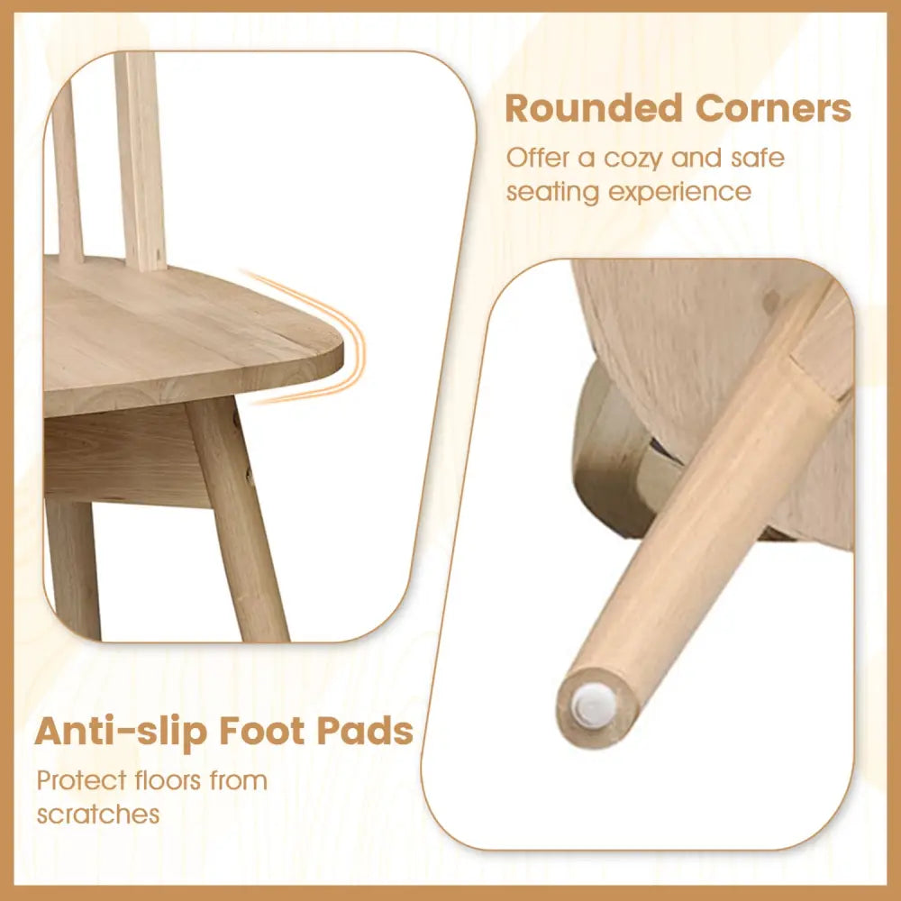 Swivel Windsor Dining Chairs Set of 2 with Solid Rubber Wood Frame-Natural - Natural - Dining Chairs
