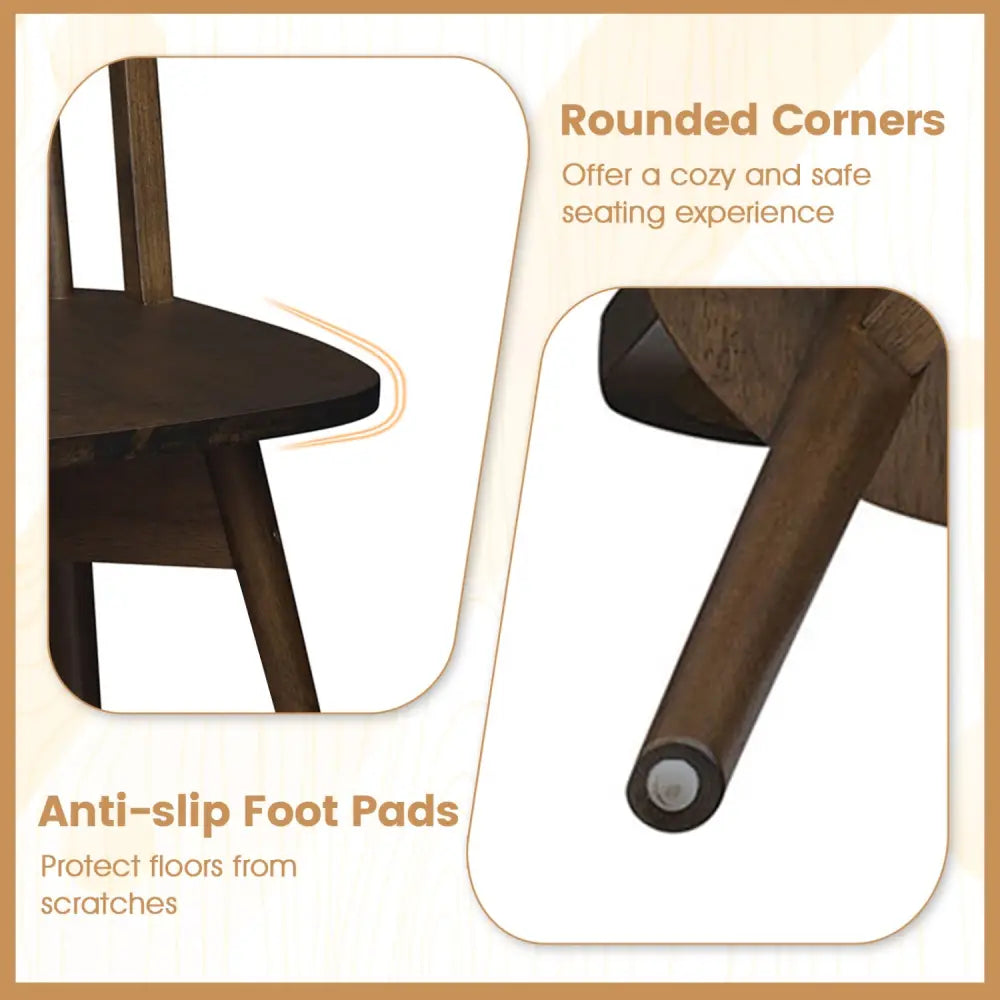 Swivel Windsor Dining Chairs Set of 2 with Solid Rubber Wood Frame-Walnut - Walnut - Dining Chairs