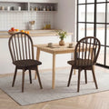 Swivel Windsor Dining Chairs Set of 2 with Solid Rubber Wood Frame-Walnut - Walnut - Dining Chairs