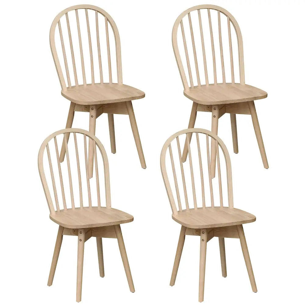 Swivel Windsor Dining Chairs Set of 4 with Solid Rubber Wood Frame-Natural - Natural - Dining Chairs