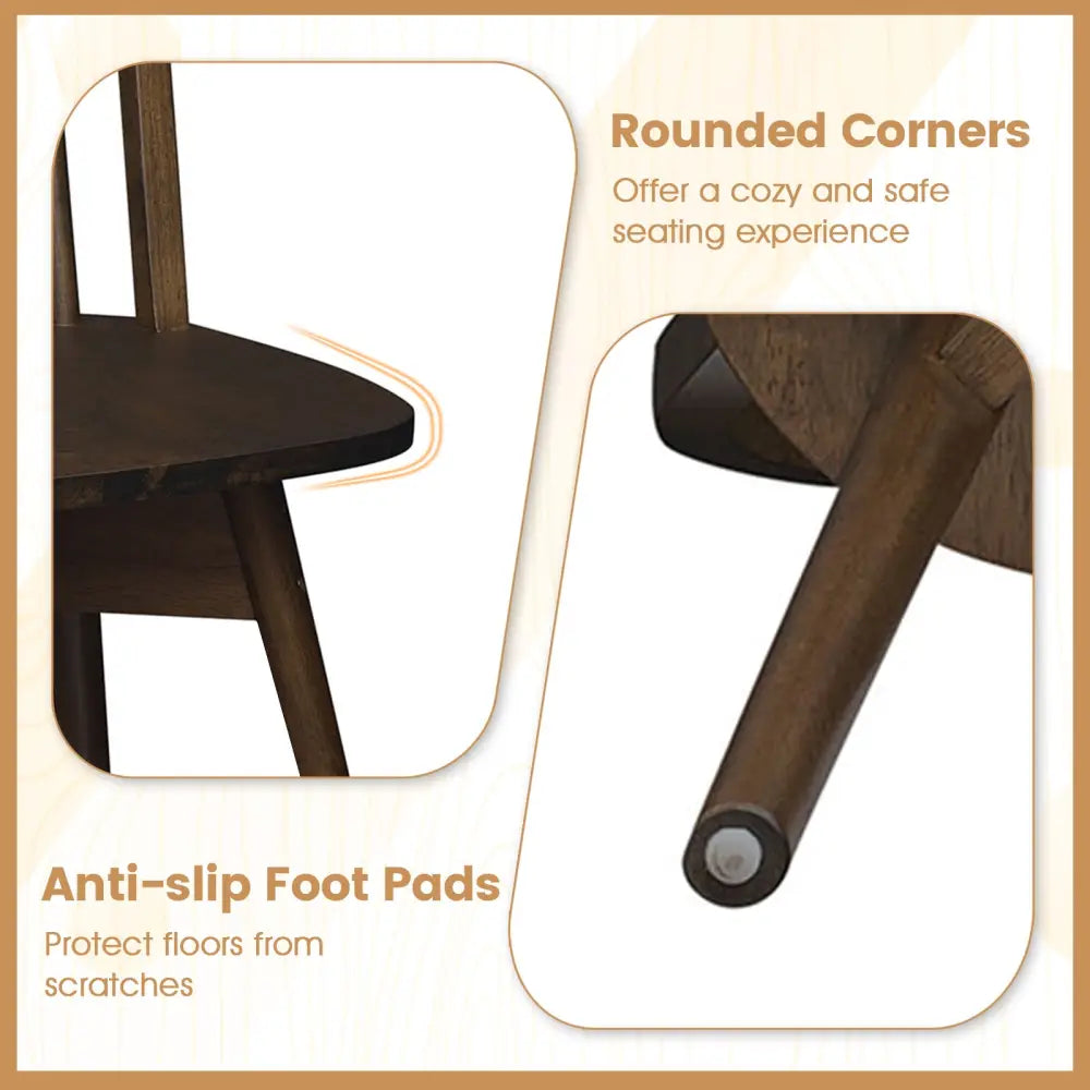 Swivel Windsor Dining Chairs Set of 4 with Solid Rubber Wood Frame-Walnut - Walnut - Dining Chairs