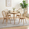 Swivel Windsor Dining Chairs Set of 4 with Solid Rubber Wood Frame-Natural - Natural - Dining Chairs