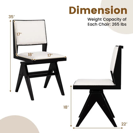 Swivel Wooden Dining Chair Set of 2 with Rubber Wood Frame and Padded Seat-Black - Black - Dining Chairs