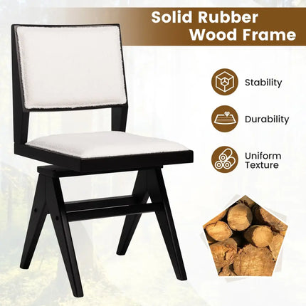Swivel Wooden Dining Chair Set of 2 with Rubber Wood Frame and Padded Seat-Black - Black - Dining Chairs
