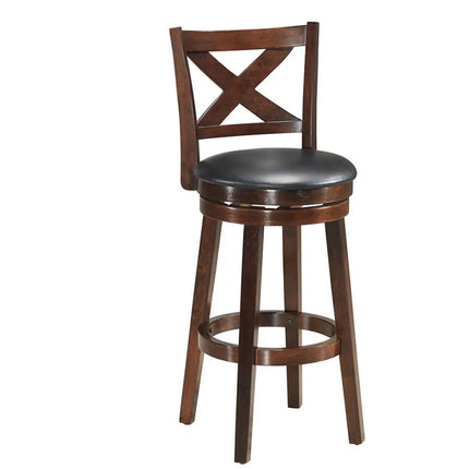 Swivel X-back Upholstered Counter Height Bar Stool with PVC Cushioned Seat-29 Inch - Brown - Bar Stools