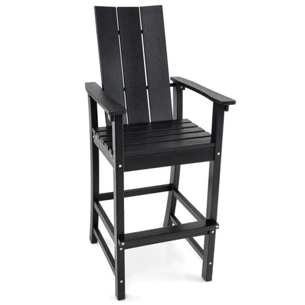 Tall Adirondack Chair Outdoor Bar Stool with Ergonomic Backrest for Backyard-Black - Black - Adirondack Chairs