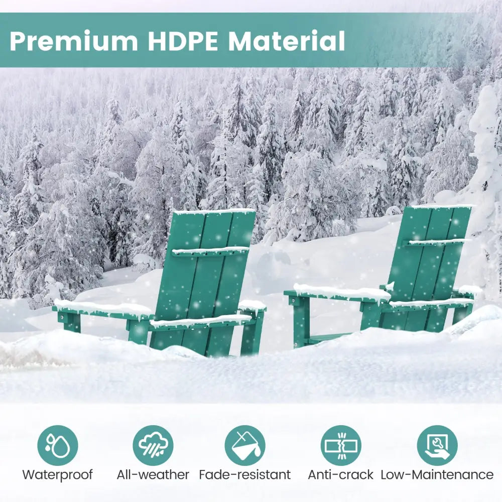 Tall Adirondack Chair Outdoor Bar Stool with Ergonomic Backrest for Backyard-Turquoise - Turquoise - Patio Bar Furniture