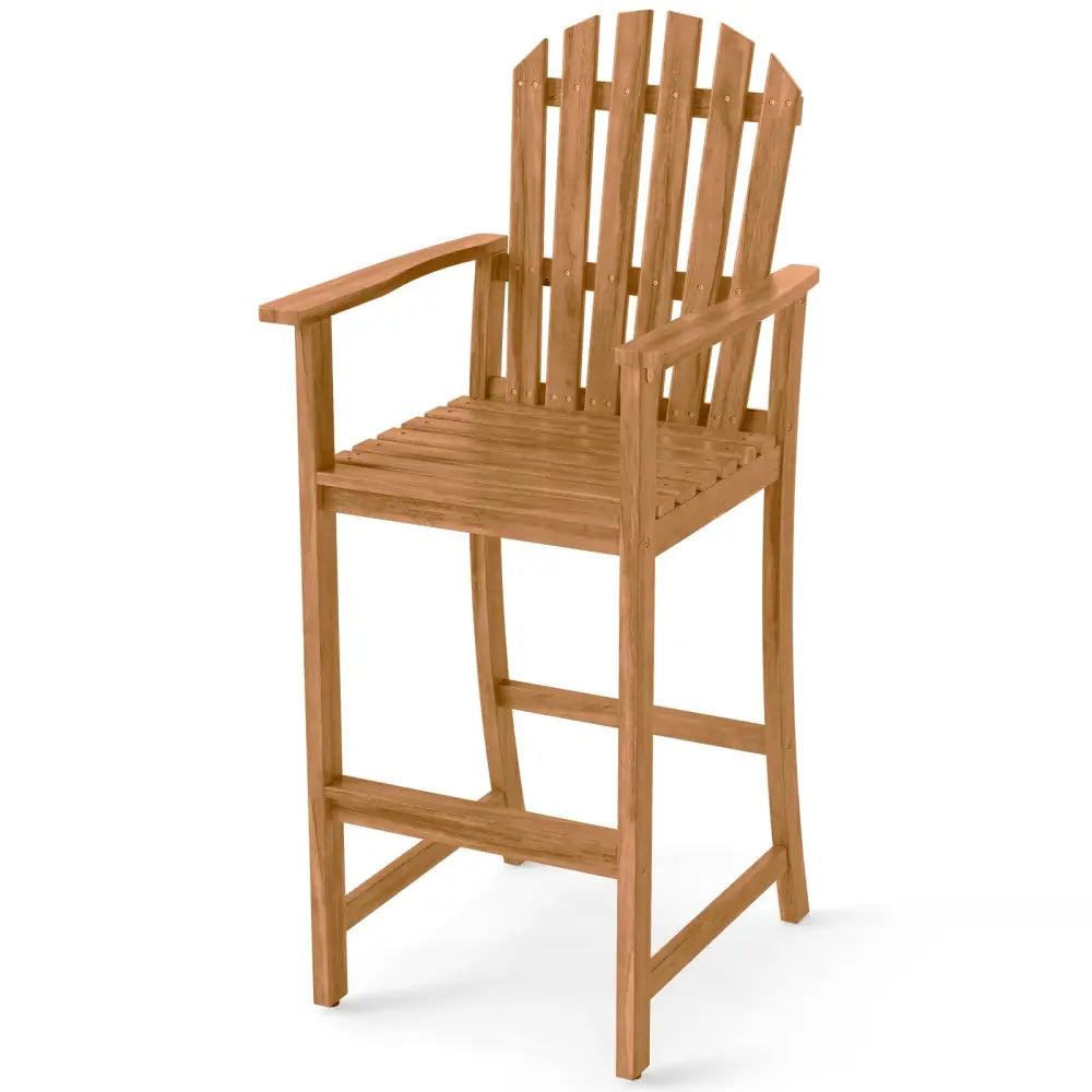 Tall Adirondack Chair with Armrests and Footrest for Deck-Natural - Natural - Adirondack Chairs
