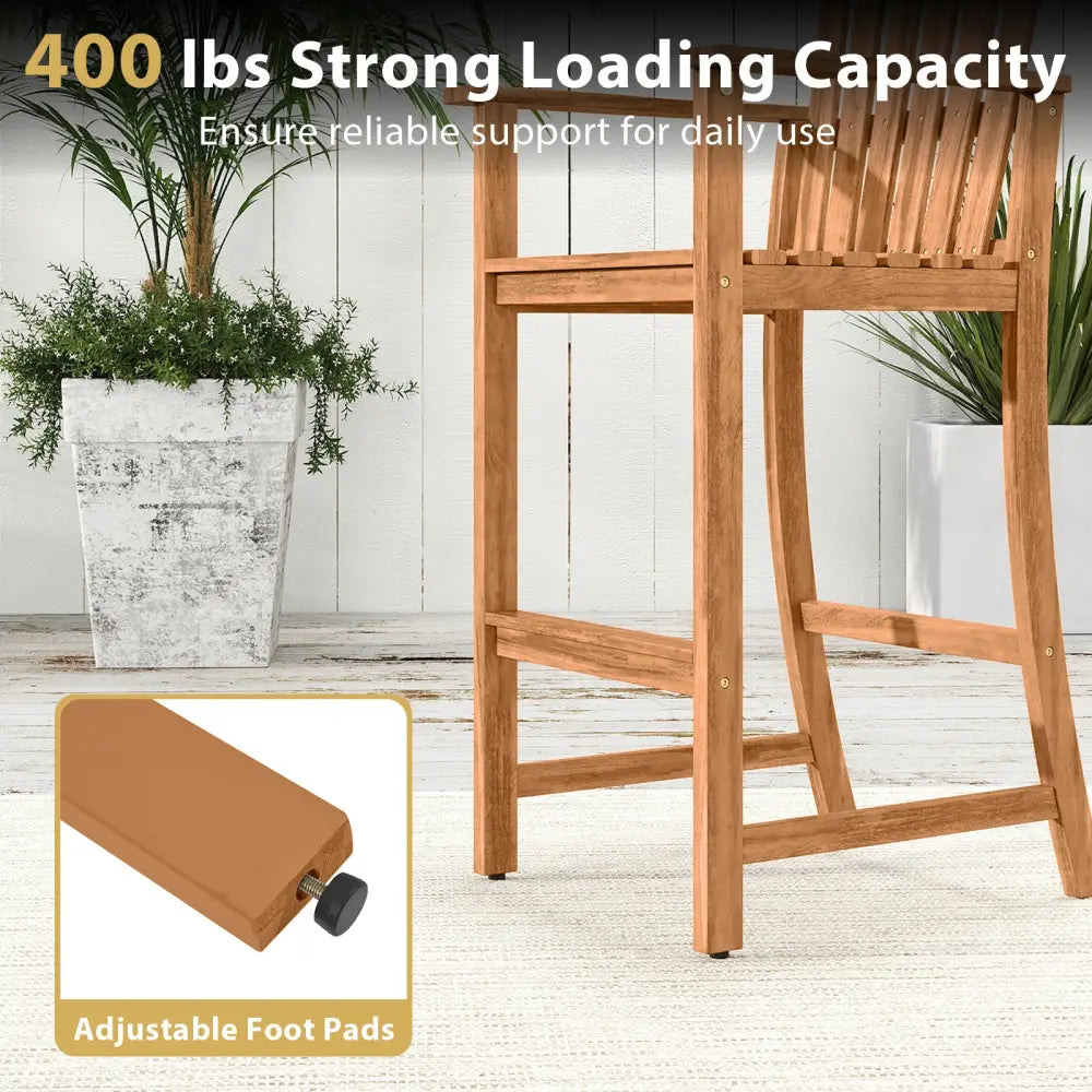 Tall Adirondack Chair with Armrests and Footrest for Deck-Natural - Natural - Adirondack Chairs