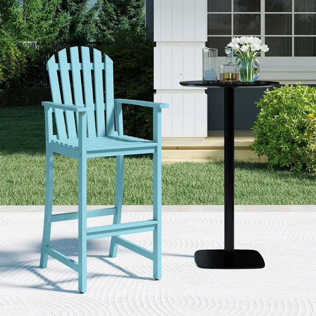 Tall Adirondack Chair with Armrests and Footrest for Deck-Turquoise - Turquoise - Adirondack Chairs