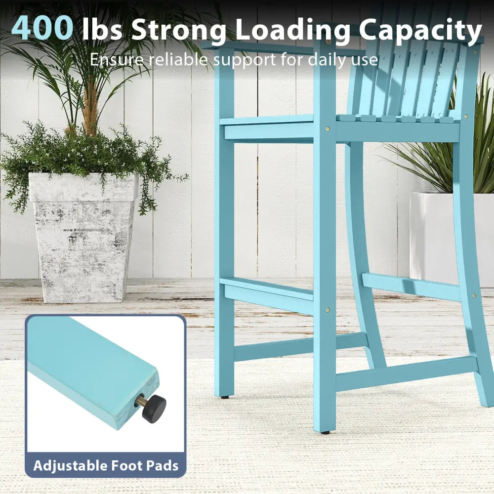 Tall Adirondack Chair with Armrests and Footrest for Deck-Turquoise - Turquoise - Adirondack Chairs