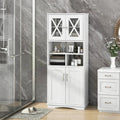 Tall Bathroom Cabinet Large Floor Storage Cabinet with Acrylic Doors and 3 Cubes-White - White - Floor Cabinets