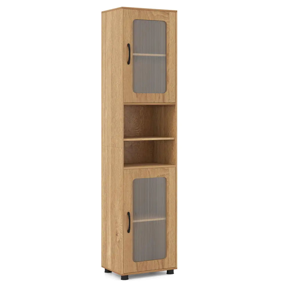 Tall Bathroom Storage Cabinet 67 Inches Freestanding Storage Organizer-Natural - Natural - Floor Cabinets