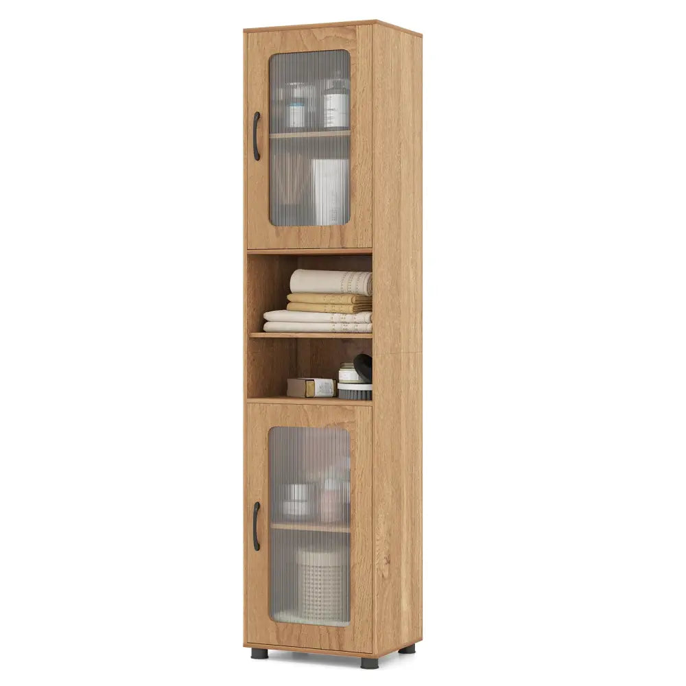 Tall Bathroom Storage Cabinet 67 Inches Freestanding Storage Organizer-Natural - Natural - Floor Cabinets