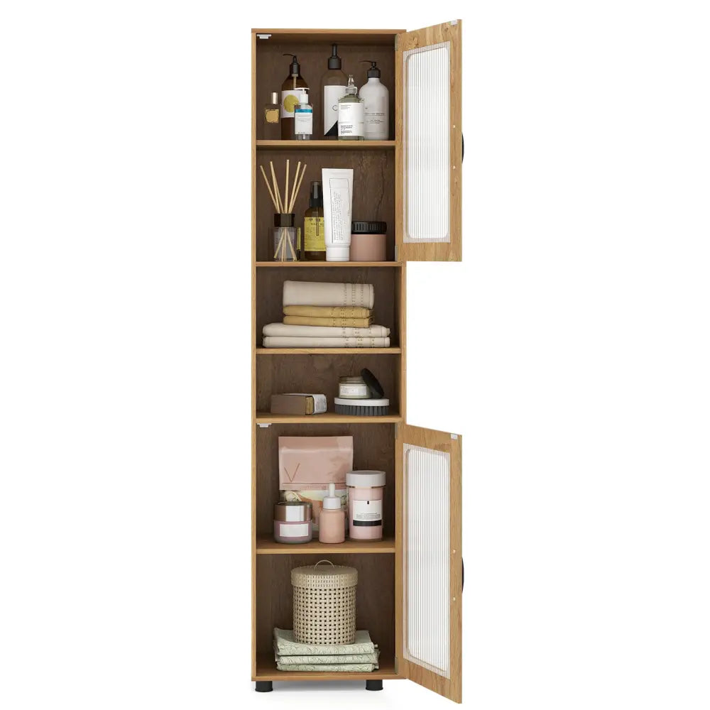 Tall Bathroom Storage Cabinet 67 Inches Freestanding Storage Organizer-Natural - Natural - Floor Cabinets