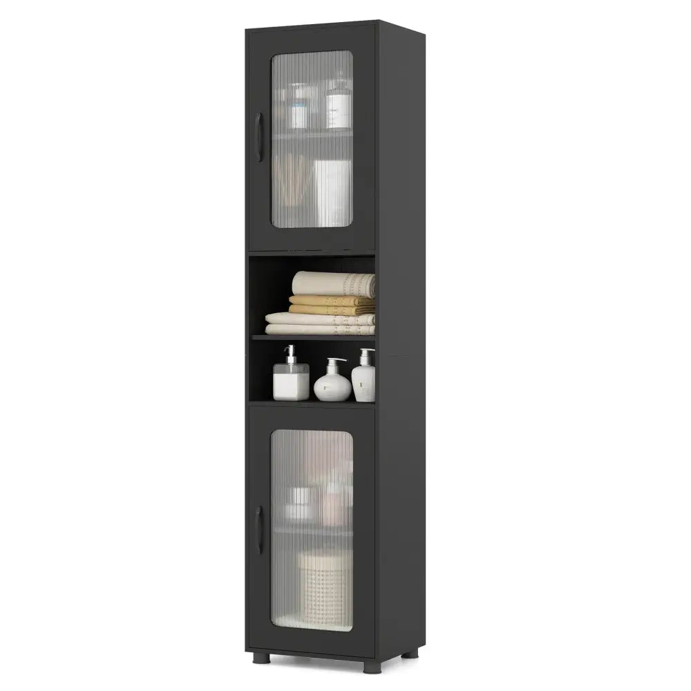 Tall Bathroom Storage Cabinet 67 Inches Freestanding Storage Organizer-Black - Black - Floor Cabinets