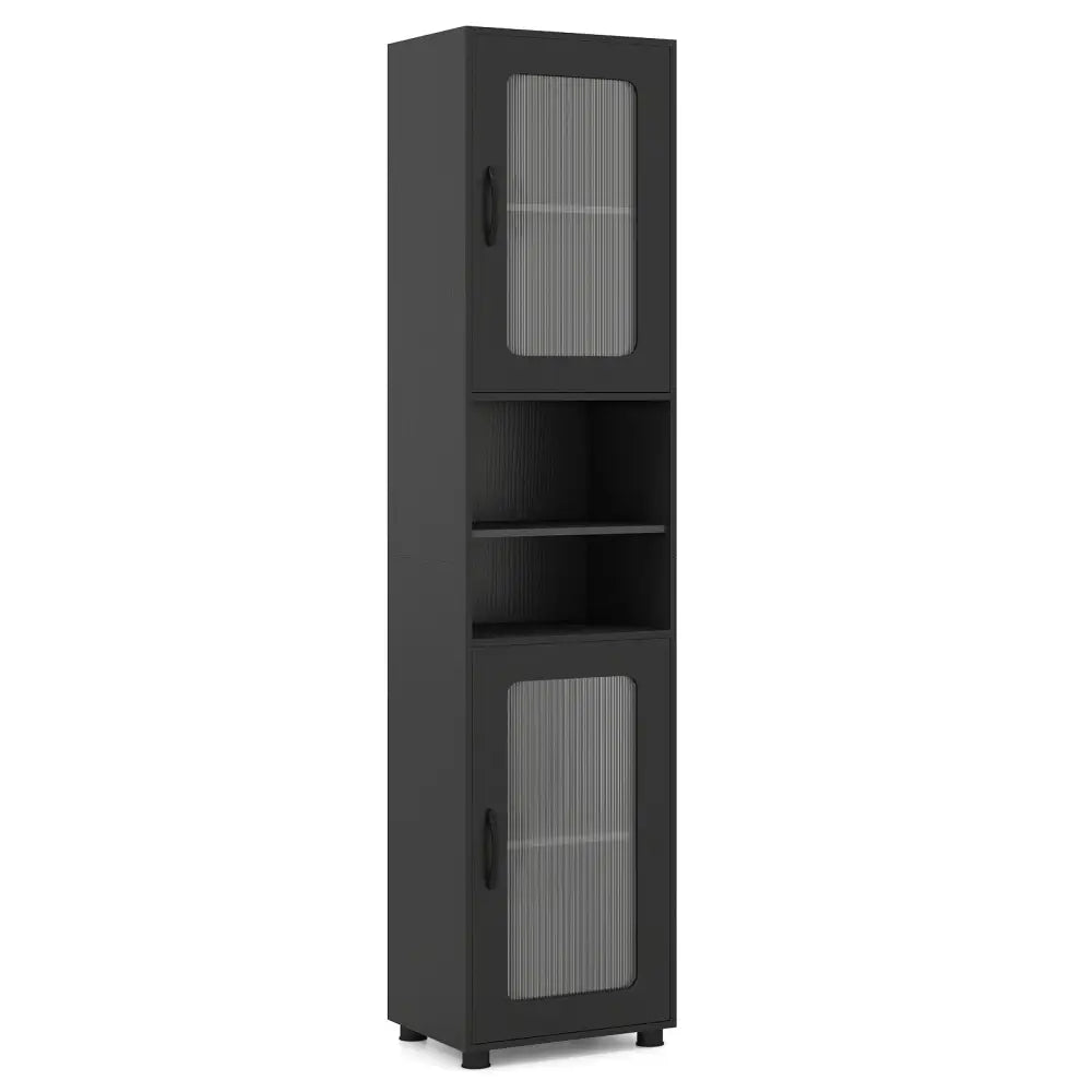 Tall Bathroom Storage Cabinet 67 Inches Freestanding Storage Organizer-Black - Black - Floor Cabinets