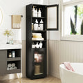 Tall Bathroom Storage Cabinet 67 Inches Freestanding Storage Organizer-Black - Black - Floor Cabinets