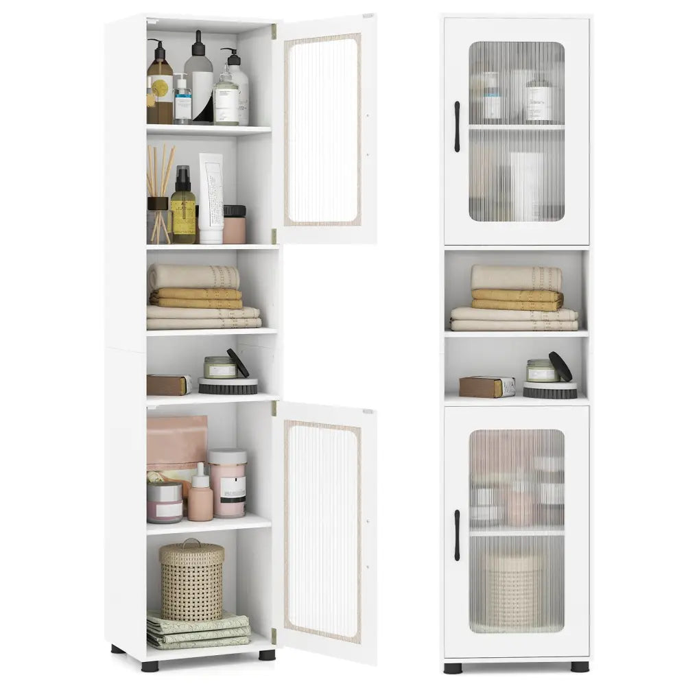 Tall Bathroom Storage Cabinet 67 Inches Freestanding Storage Organizer-White - White - Floor Cabinets