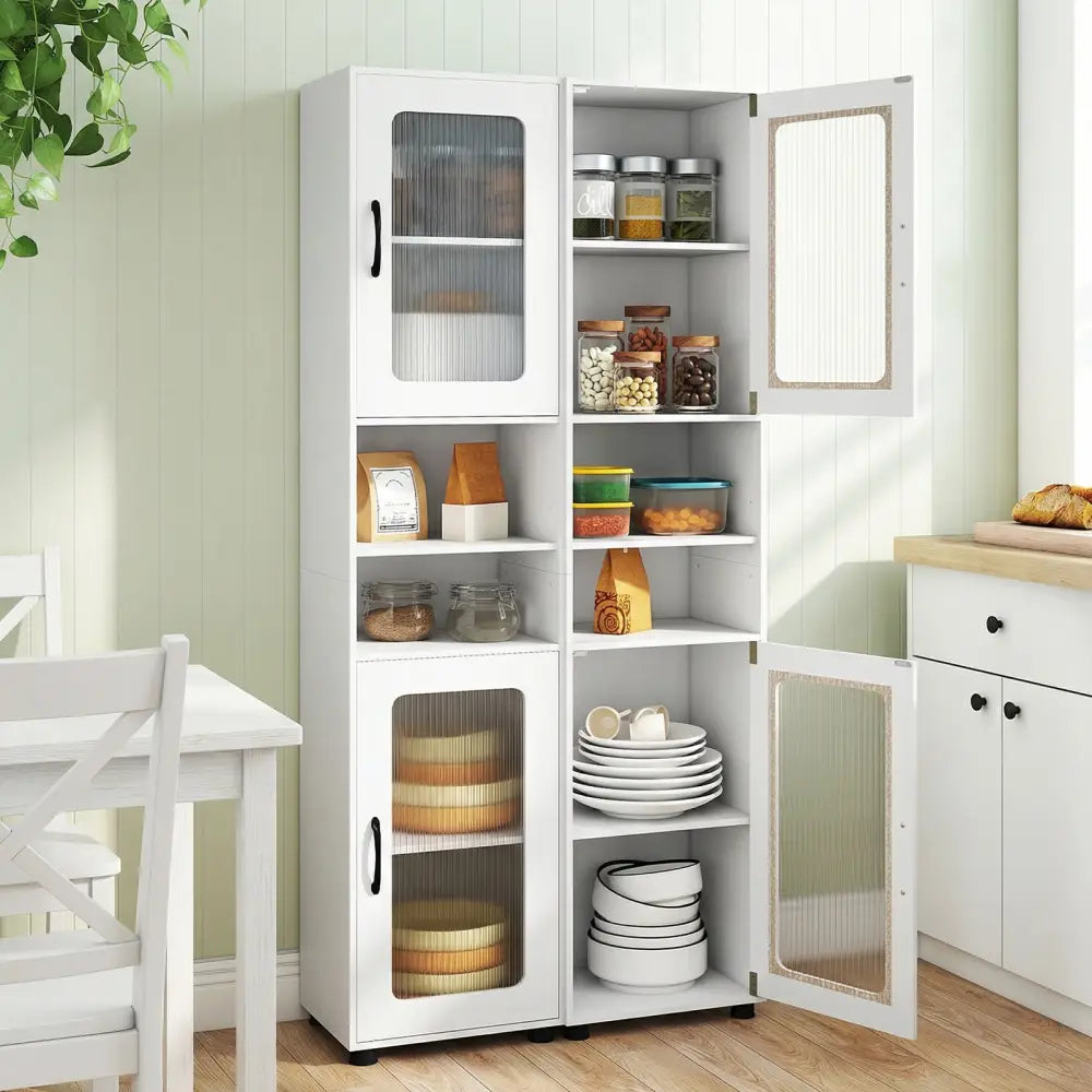 Tall Bathroom Storage Cabinet 67 Inches Freestanding Storage Organizer-White - White - Floor Cabinets