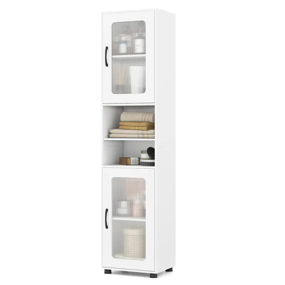 Tall Bathroom Storage Cabinet 67 Inches Freestanding Storage Organizer-White - White - Floor Cabinets