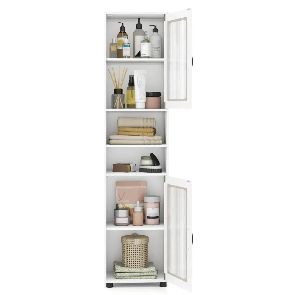 Tall Bathroom Storage Cabinet 67 Inches Freestanding Storage Organizer-White - White - Floor Cabinets