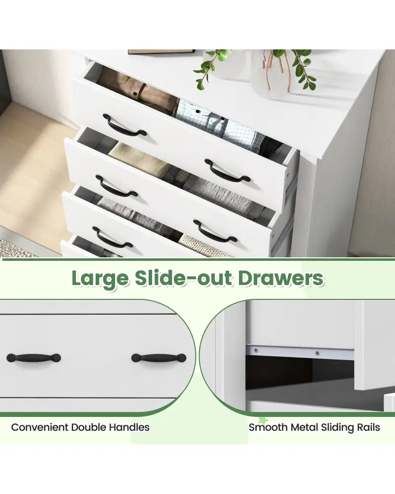 Tall Storage Dresser with 5 Pull-out Drawers for Bedroom Living Room-White - White - Dressers & Chests