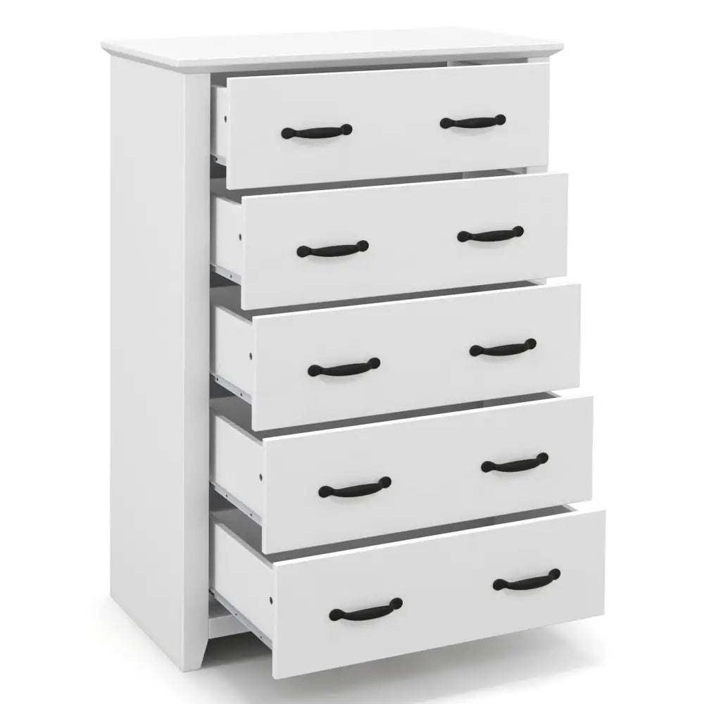 Tall Storage Dresser with 5 Pull-out Drawers for Bedroom Living Room-White - White - Dressers & Chests