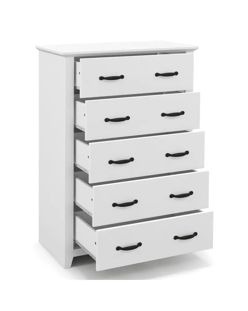 Tall Storage Dresser with 5 Pull-out Drawers for Bedroom Living Room-White - White - Dressers & Chests