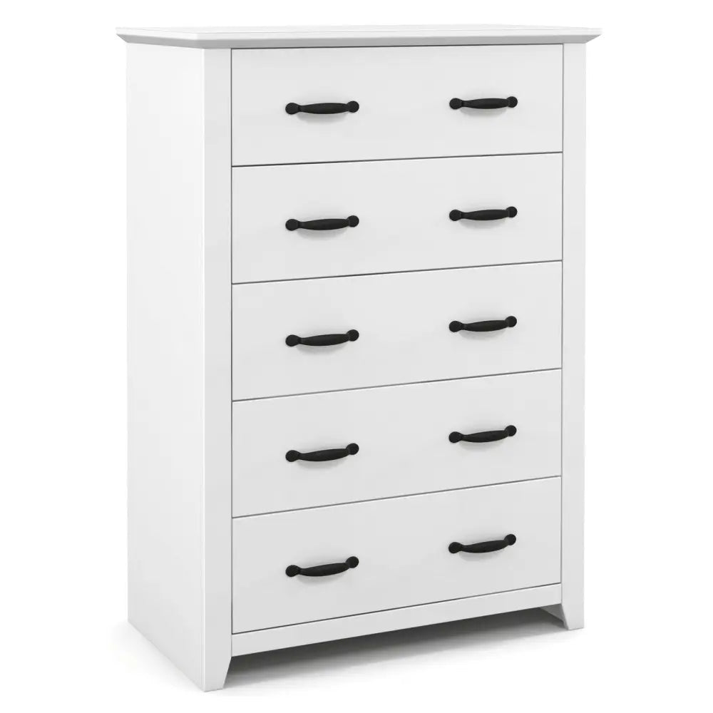 Tall Storage Dresser with 5 Pull-out Drawers for Bedroom Living Room-White - White - Dressers & Chests