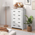 Tall Storage Dresser with 5 Pull-out Drawers for Bedroom Living Room-White - White - Dressers & Chests
