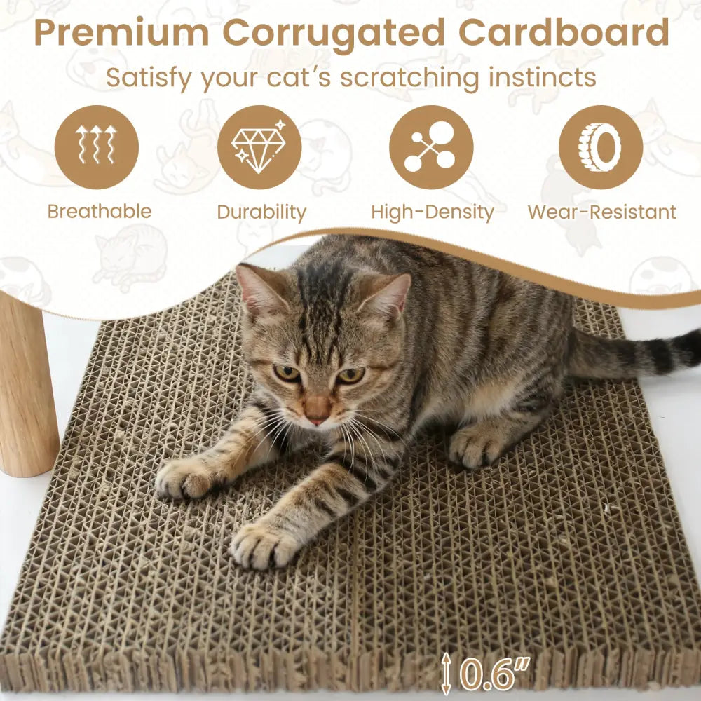 Tall Wood Cat Tower with 2 Corrugated Cardboard-White - White - Cat Trees Condos & Scratchers