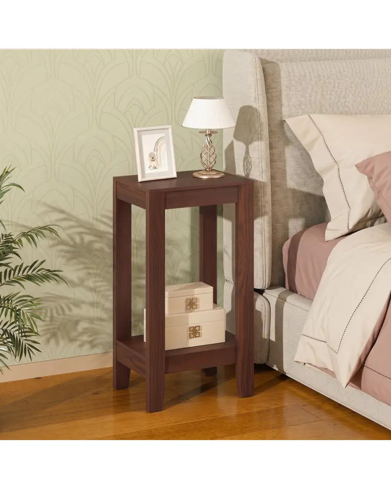 Tall Wooden Sofa End Table Side Table - Brown - End & Side Tables