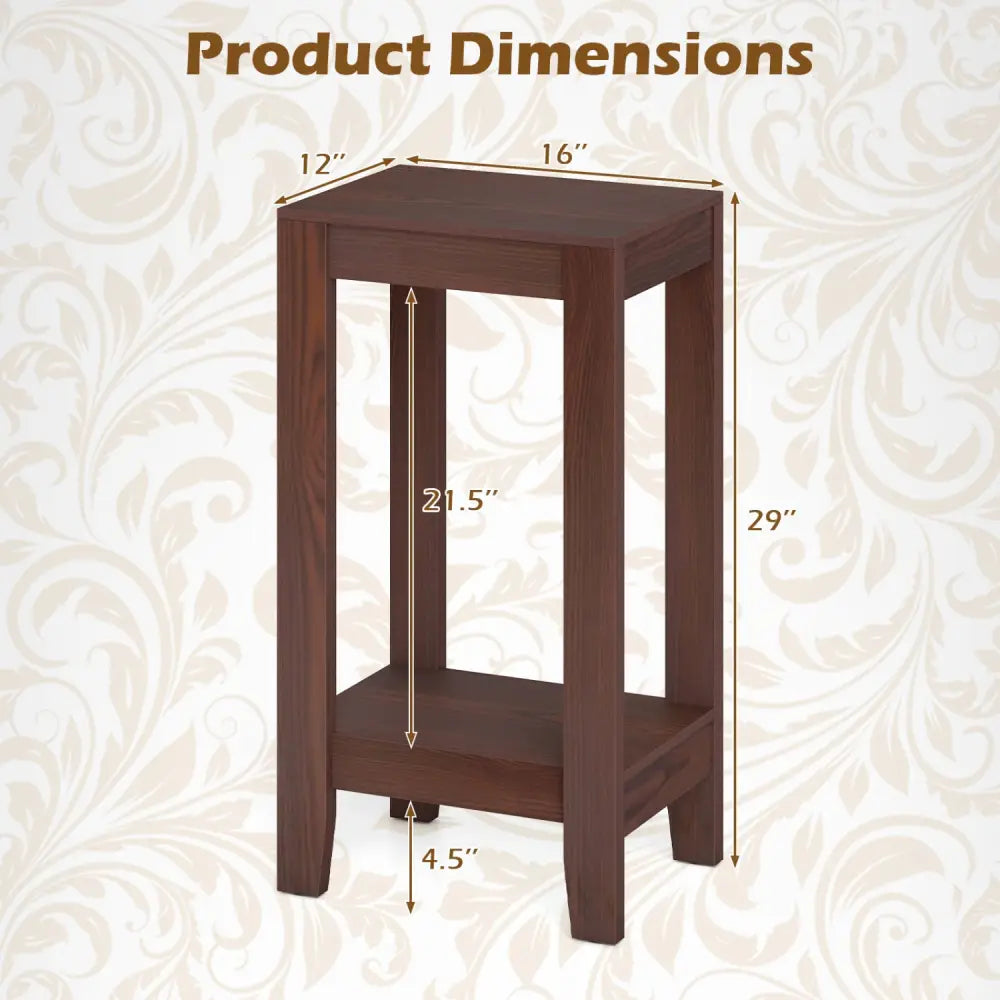Tall Wooden Sofa End Table Side Table - Brown - End & Side Tables