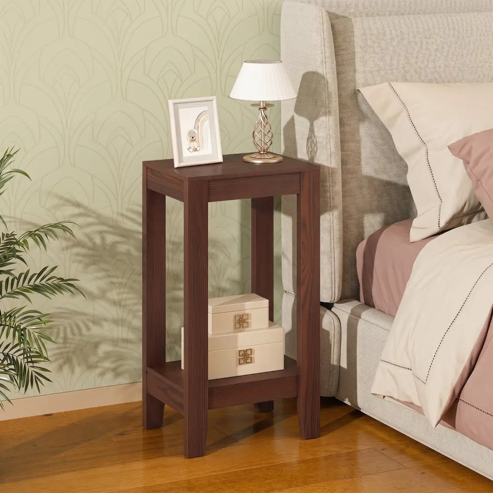 Tall Wooden Sofa End Table Side Table - Brown - End & Side Tables