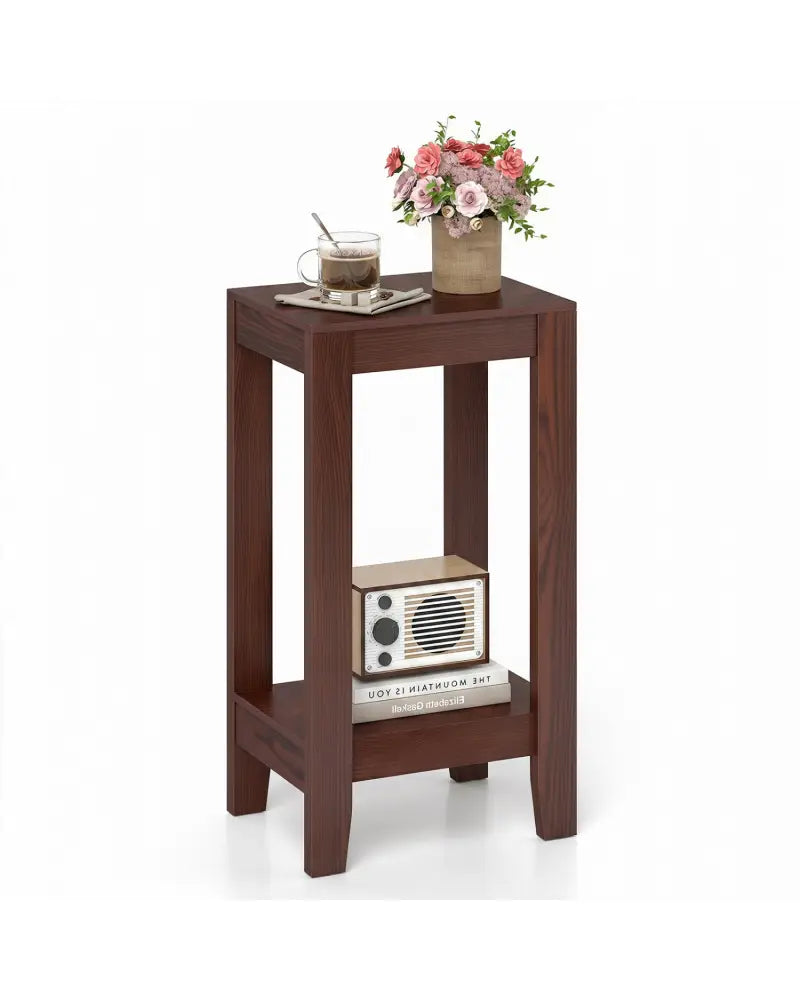 Tall Wooden Sofa End Table Side Table - Brown - End & Side Tables