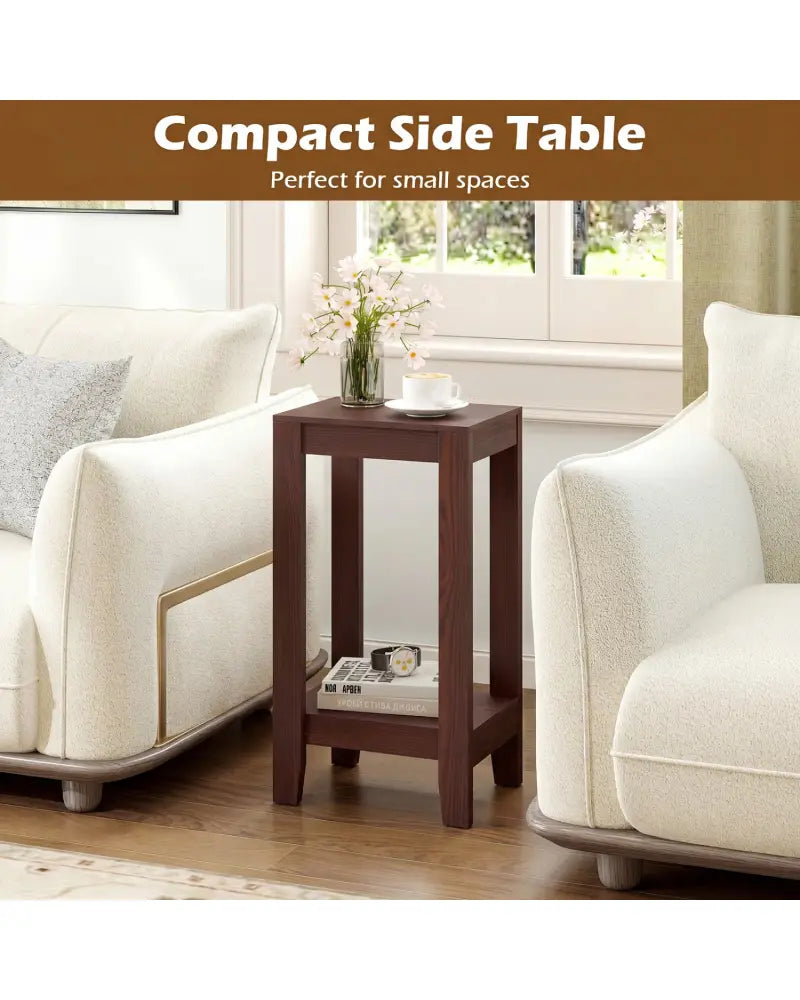 Tall Wooden Sofa End Table Side Table - Brown - End & Side Tables