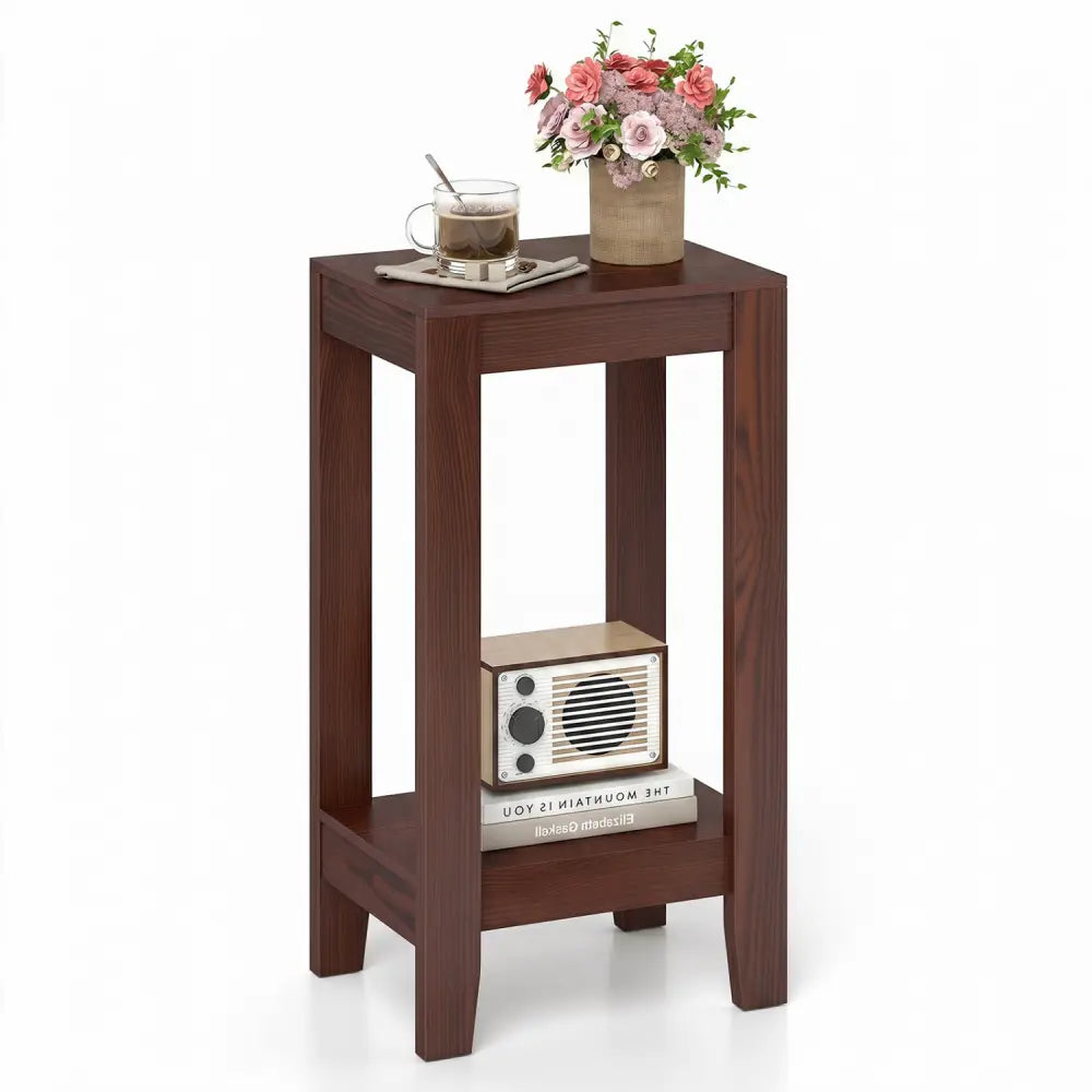 Tall Wooden Sofa End Table Side Table - Brown - End & Side Tables