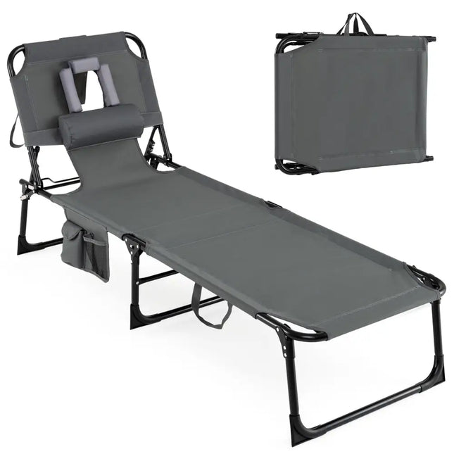 Tanning Chair with Face Arm Holes Folding ChairGray - Oasis Home Essentials