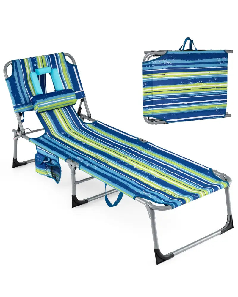 Tanning Chair with Face Arm Holes Folding Chair-Multicolor - Multicolor - Outdoor Chaise Lounges