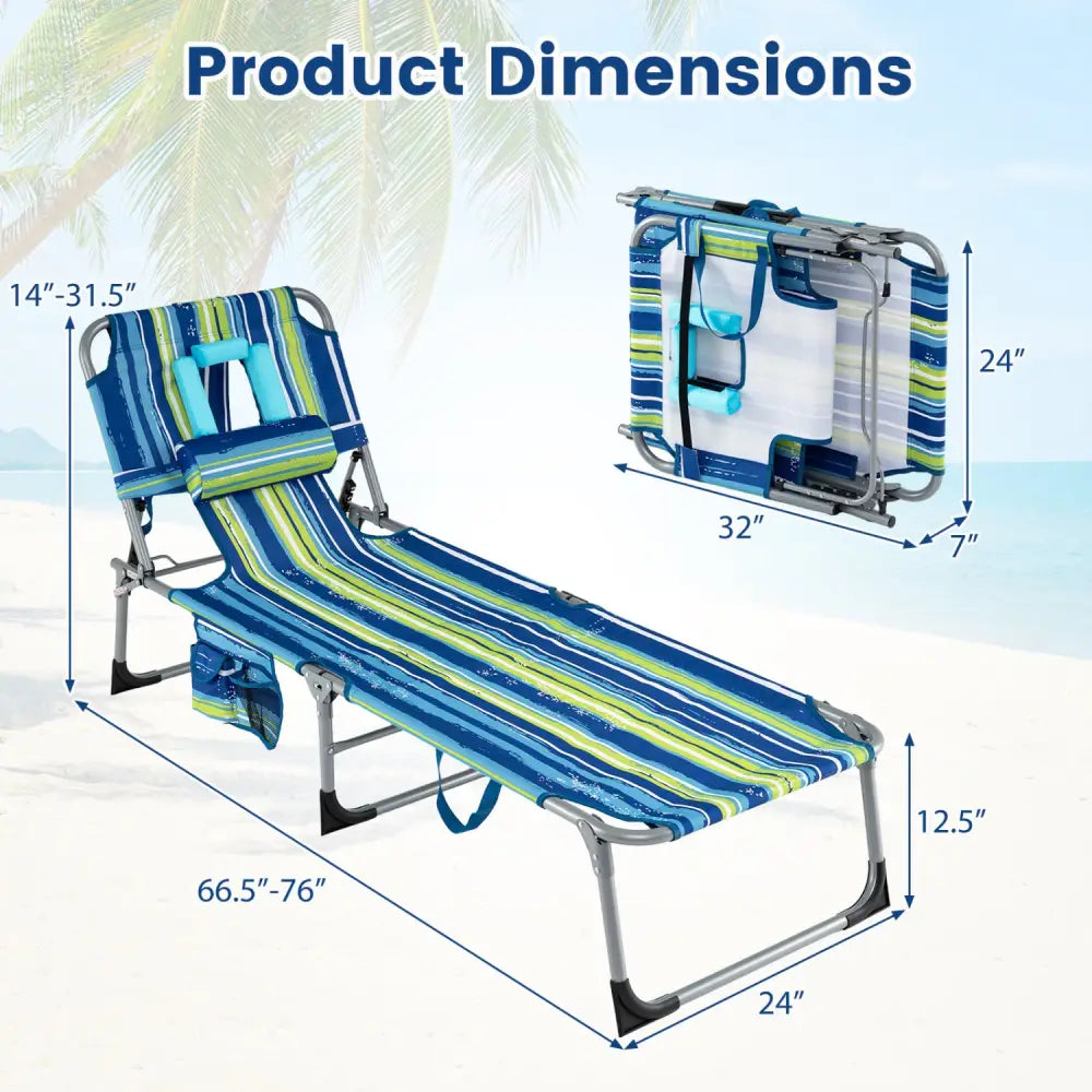 Tanning Chair with Face Arm Holes Folding Chair-Multicolor - Multicolor - Outdoor Chaise Lounges