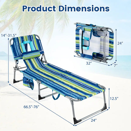 Tanning Chair with Face Arm Holes Folding Chair-Multicolor - Multicolor - Outdoor Chaise Lounges